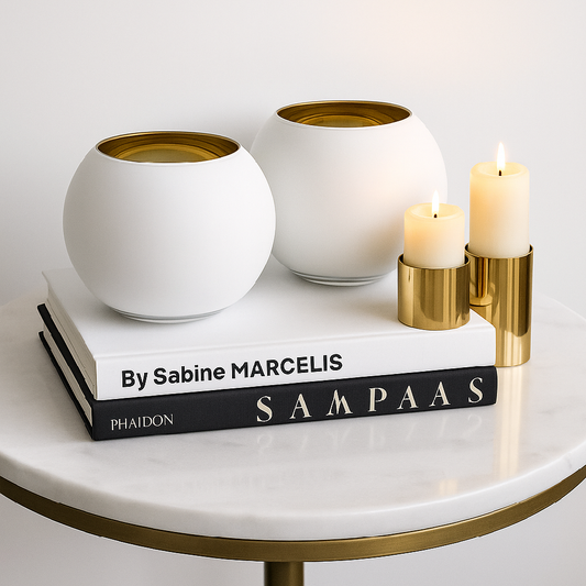 White & Gold Ball Vase Set