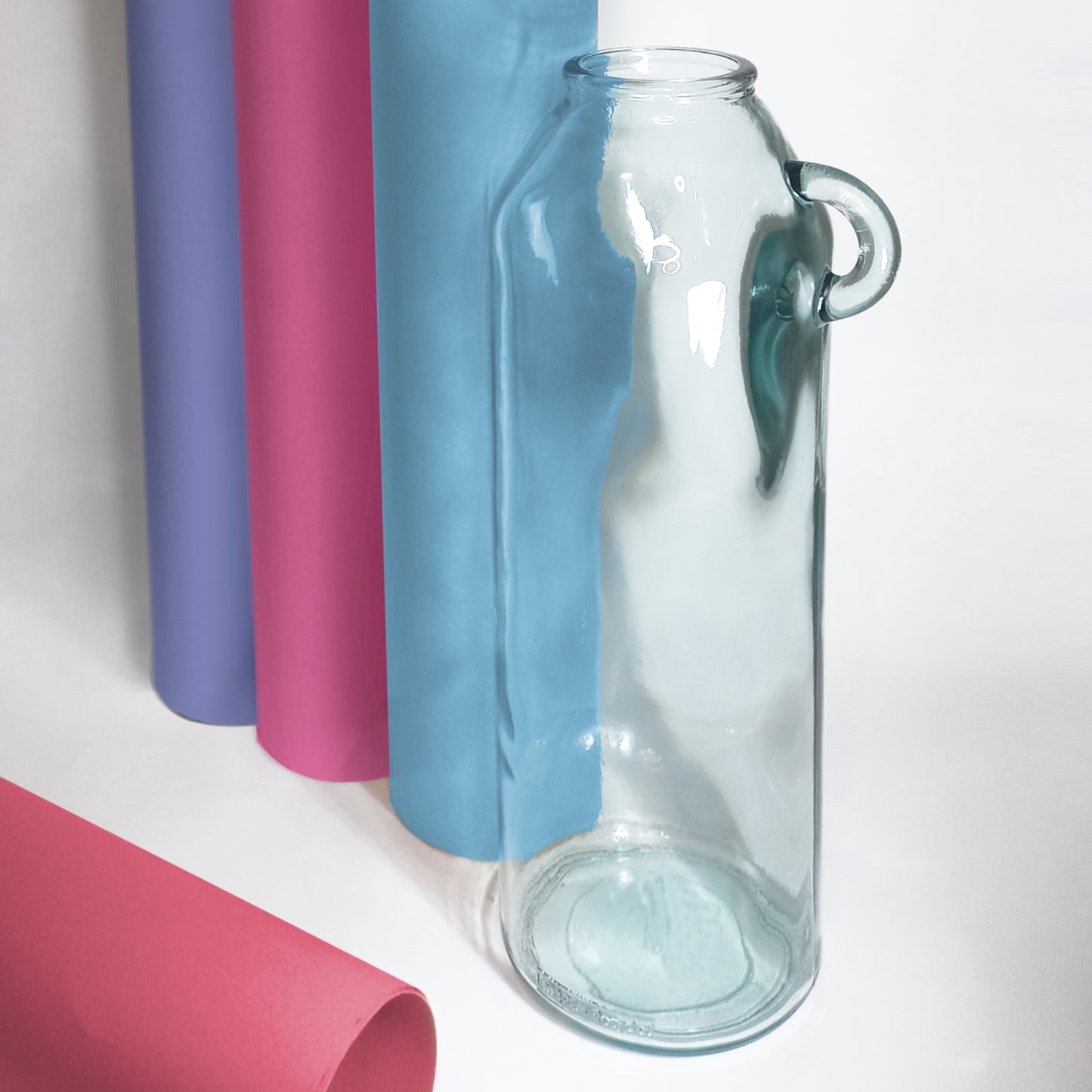 Recycled Tall Handle Glass Vase